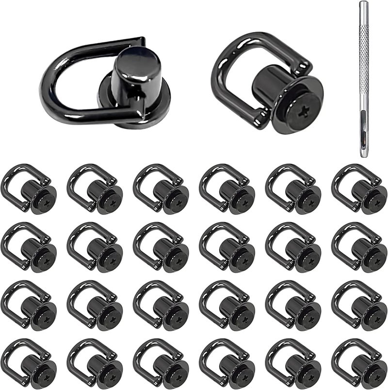INKNOTE Rivets D Ring Stud Screw Ball Post Head Buttons Stud Screw, Metal Ring with Hole Punch DIY Backpack Purse Craft - Image 1